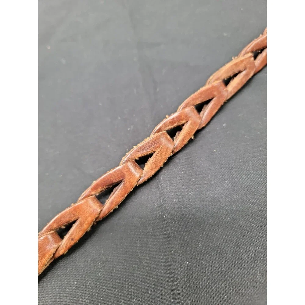 Ambercrombie & Fitch Brown Leather Chain Link Design Braided Belt 43